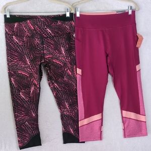 Champion Tek Gear Womens Pink Athletic‎ Cropped Pants Bundle Size L